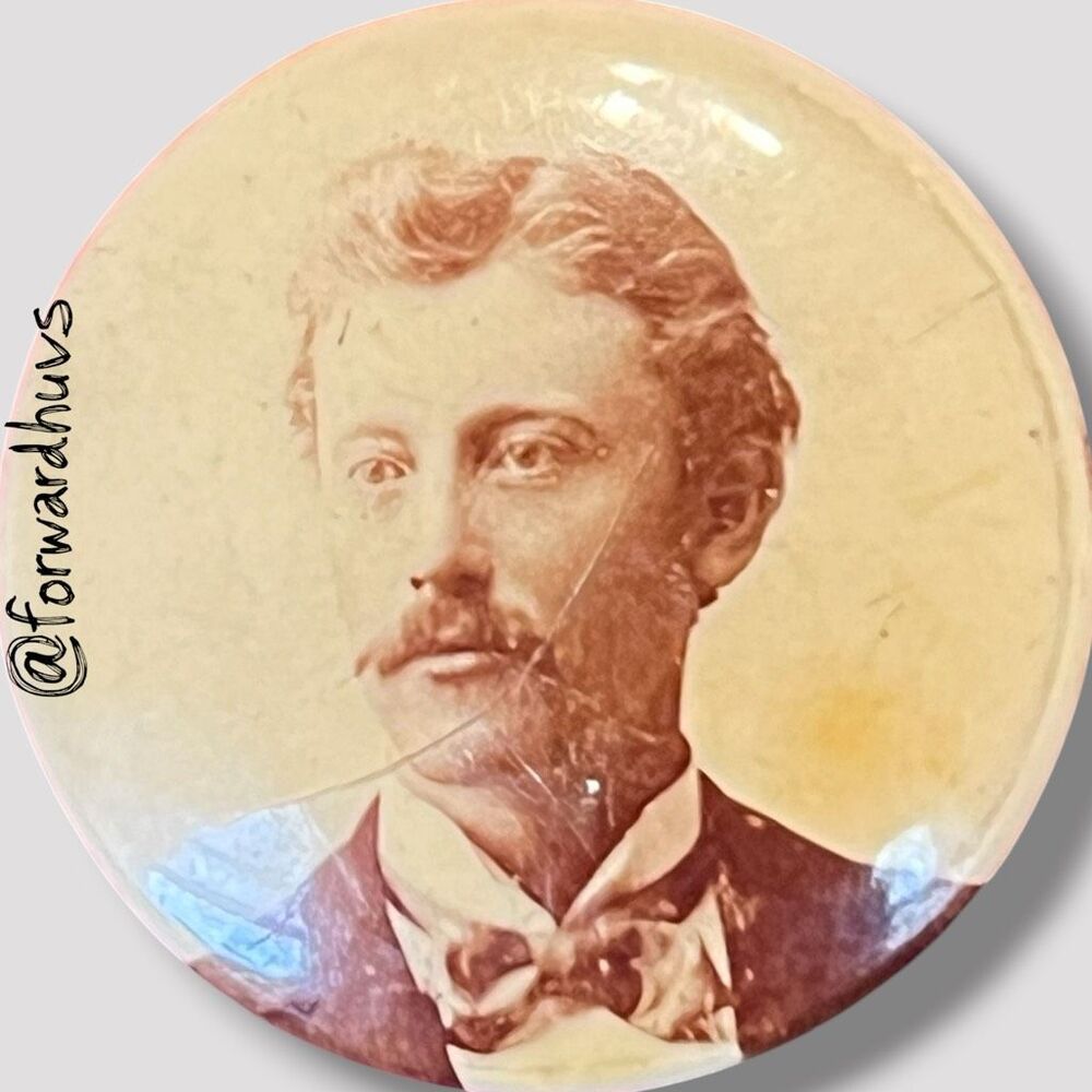 Antique Sepia Portrait Button J.A. Mcallister / Pinlock Button Co. Chicagone View 2